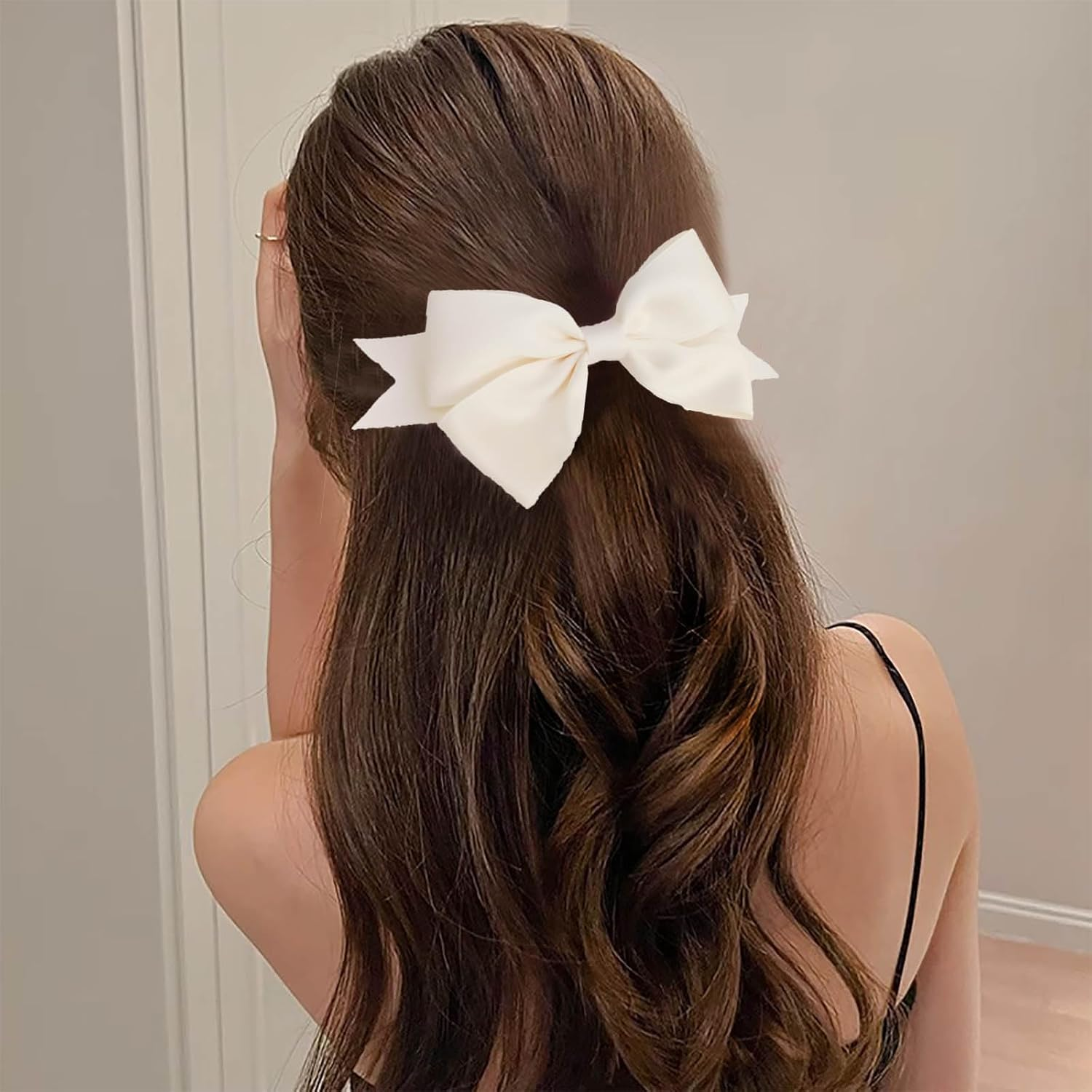 White Hair Bows for Women Bow Hair Clips Silky Satin Bow Clips Cute Hair Bow Clips French Hair Band Bow Wedding Bow Hair Bow Barrette Bowknot Hair Accessories Pink Red image number 5