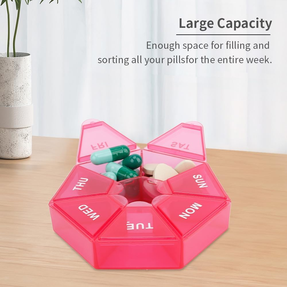 Pill Organizer Small 2 Pack Pill Box Small Pill Case Medicine Pill Organizer 1 Time a Day Weekly Pill Organizer Pill Container Pill Holder Daily Pill Organizer Travel Pill Organizer 7 Day Red image number 2