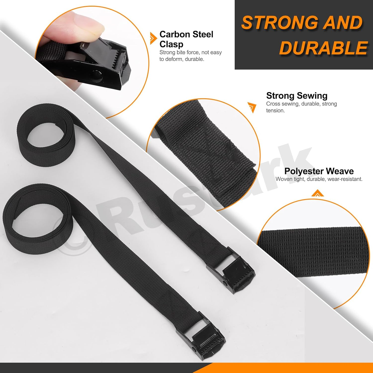 14Pcs 2 Sets Battery Tie down Strap Kit with Stainless Steel Cam Buckle, Stainless Steel Bracket and SS Screws for RV, Boat, SUV Battery Box Hold down Straps image number 5