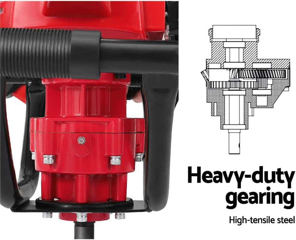 Giantz Post Hole Digger 63Cc Electric Garden Auger Ground Drill Bit Set Power Tools Hand Tool Gardening Accessories Gifts for Seedlings, Flowers Plant Fence Extension, 180Cm Depth and 200Mm Diameter image number 5
