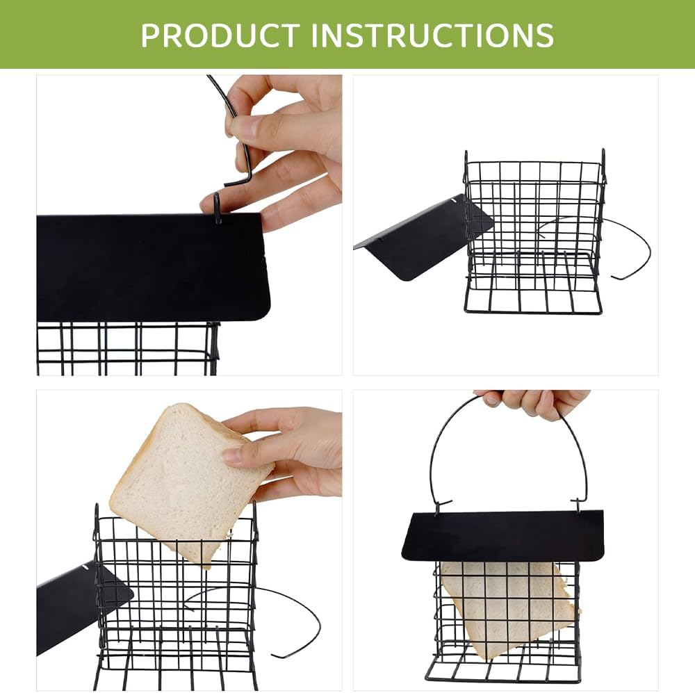 HYAVIA 2PCS Metal Suet Bird Feeder for outside &ndash; Hanging Rainproof Squirrel-Proof Cage, Holds Single Suet Cake, Attracts Finches, Tits, Robins, Ideal for Garden, Yard, Office image number 4