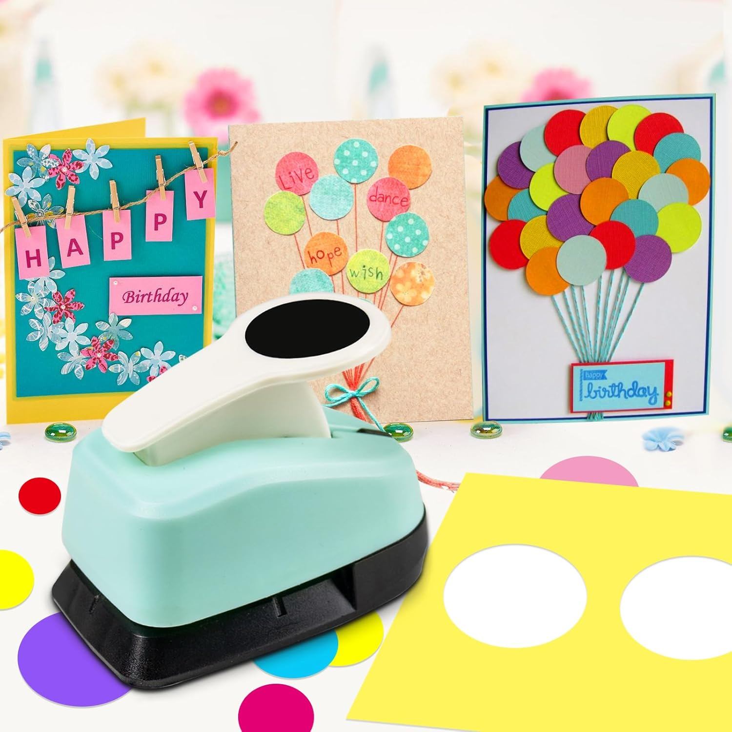 Circle Punch Set Circle Hole Puncher Paper Punches for Crafts 2 Inch Paper Punch 1.5 in Scrapbook Puncher 1 Inch Hole Punch 5/8 Inch Craft Punches 3/8 Inch Hole Punch image number 4