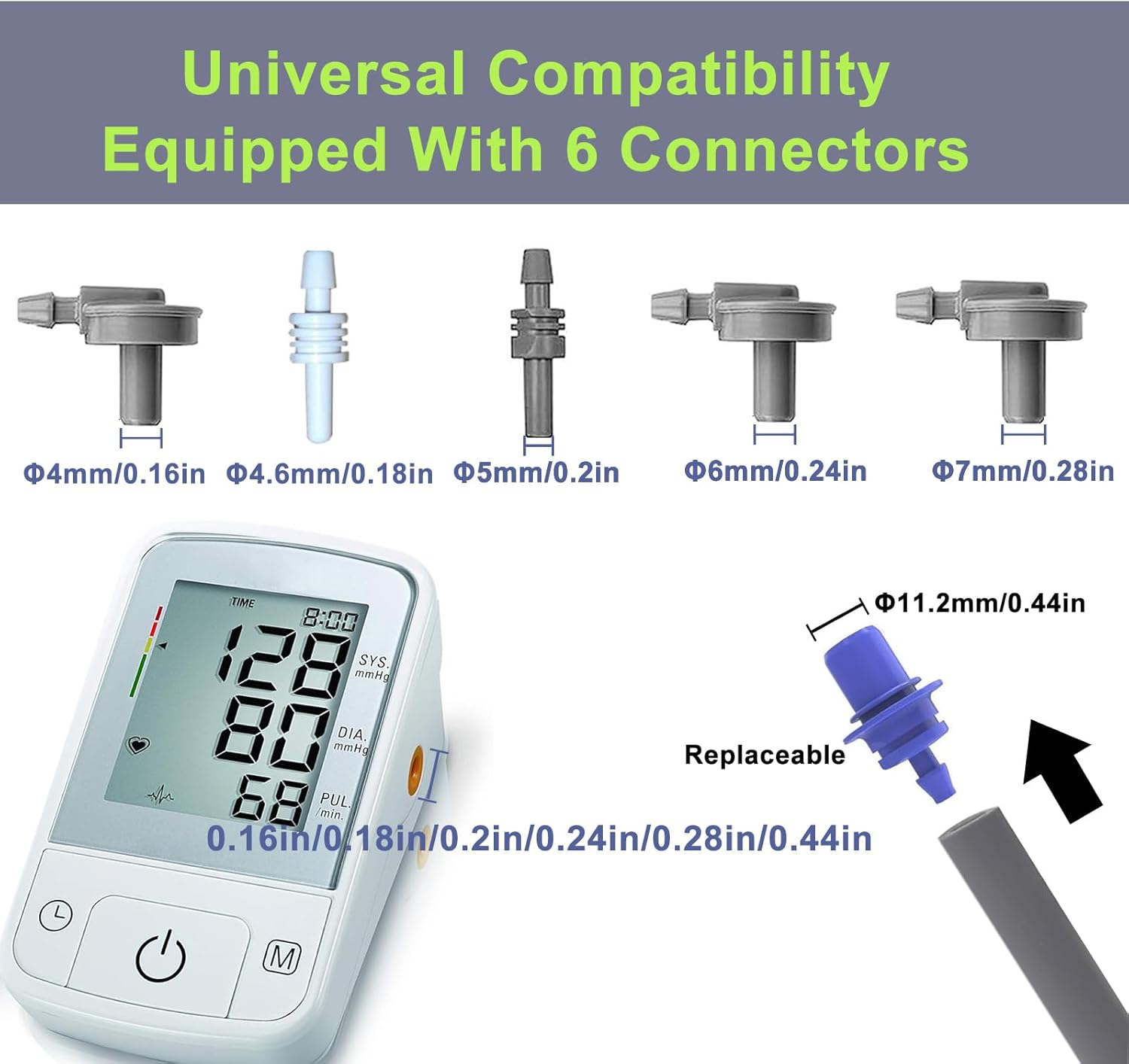Replacement Extra Large Cuff for Omron BP Monitors 22-52CM Big Arm - Adjustable XL Blood Pressure Cuff, Includes 6 Universal Interface, Blood Pressure Monitors Large Cuff Compatible image number 3