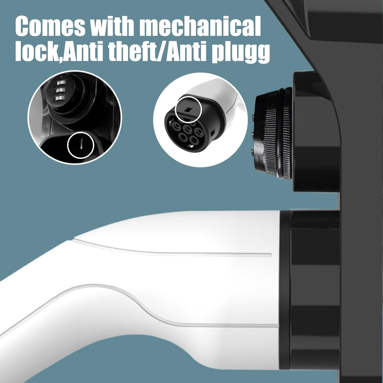 B-Qtech EV Charger Holder Wall Mount for Type 2, Nozzle Holster Dock with Anti-Theft Combination Lock, EV Charger Control Holder & Cable Organizer image number 3