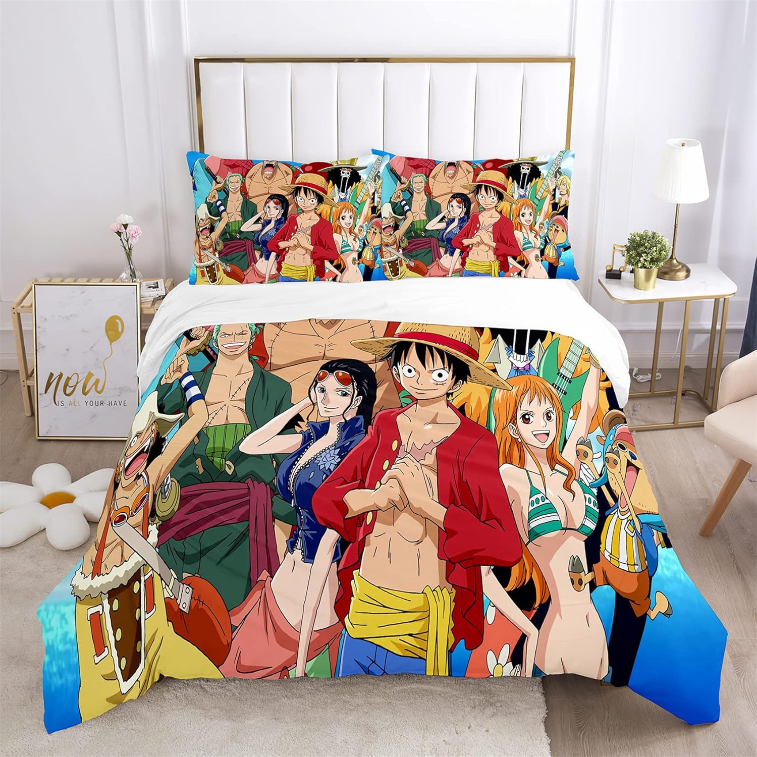 One Piece Duvet Cover Set Super Soft Comfortable Quilt Cover Lightweight 3Pcs Home Bedding Set