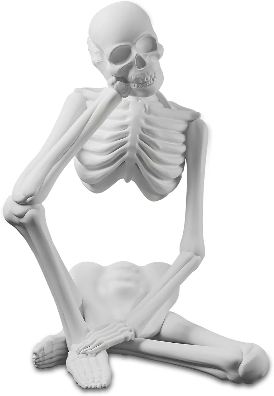 Loyzcy Thinker Statue Decor, Resin Sculptures Whimsical Home Decor, Black Skeleton Skull Abstract Aesthetic, Collectible Figurines for Table Office Shelf Decor