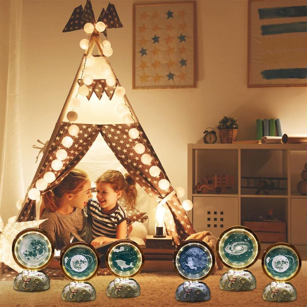 Betterlifewj 3D Jellyfish Crystal Ball Night Lamp. with Planet Base. Warm Room Decoration Crystal Lamp. image number 2