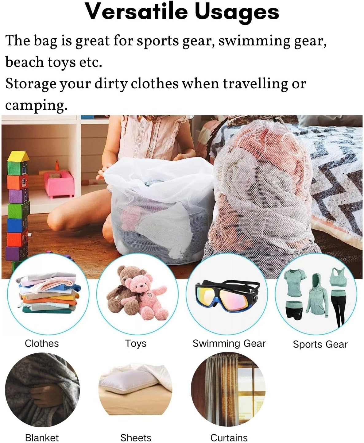 3 Pcs Mesh Laundry Bags with Drawstring,Washing Bags for Washing Machine, Travel Storage Organize Bag for Clothes,Bed Linen,Toys Etc. (1 X-Large, 1 Large, 1 Medium) image number 1