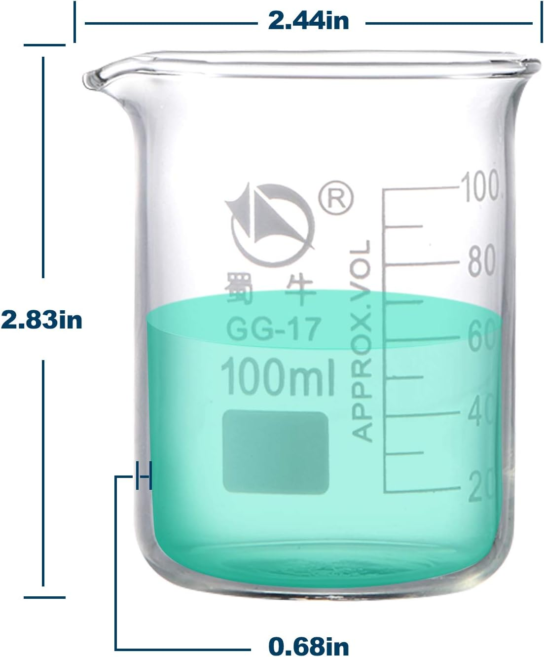 Young4Us Glass Beakers, Pack of 6 Low Form Glass Measuring & Glass Droppers Set, 3 Graduated Griffin Beakers in 3 Sizes with Scales, 250Ml, 100Ml, 50Ml, 3 Glass Droppers without Scales (3Ml per Drop) image number 5