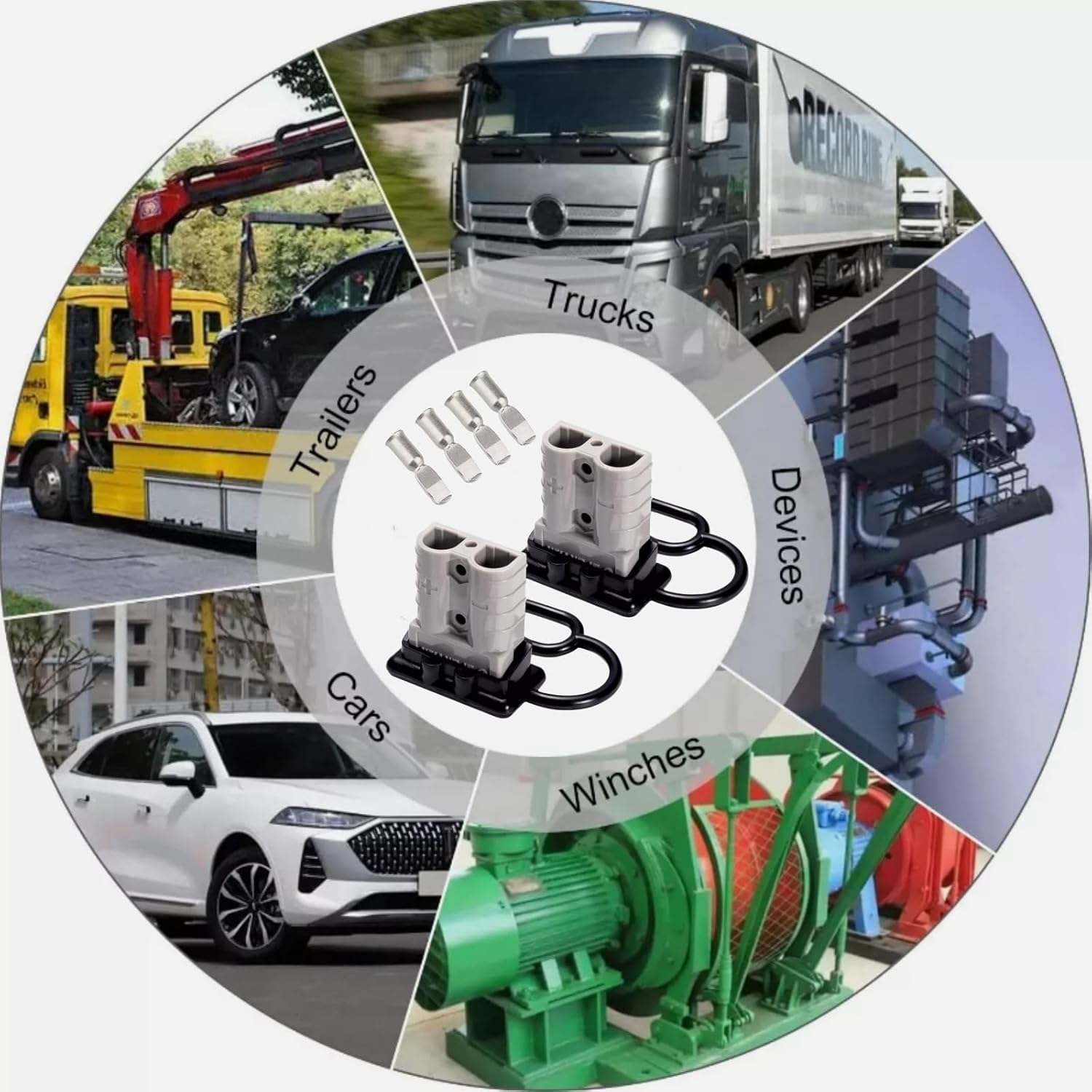 4 Pcs 50AMP Anderson Style Connector Battery Quick Connect/Disconnect with 2PCS Handle, Jumper Cable Plug Connector Kit for Recovery Winch, Towing Systems(Grey) image number 4