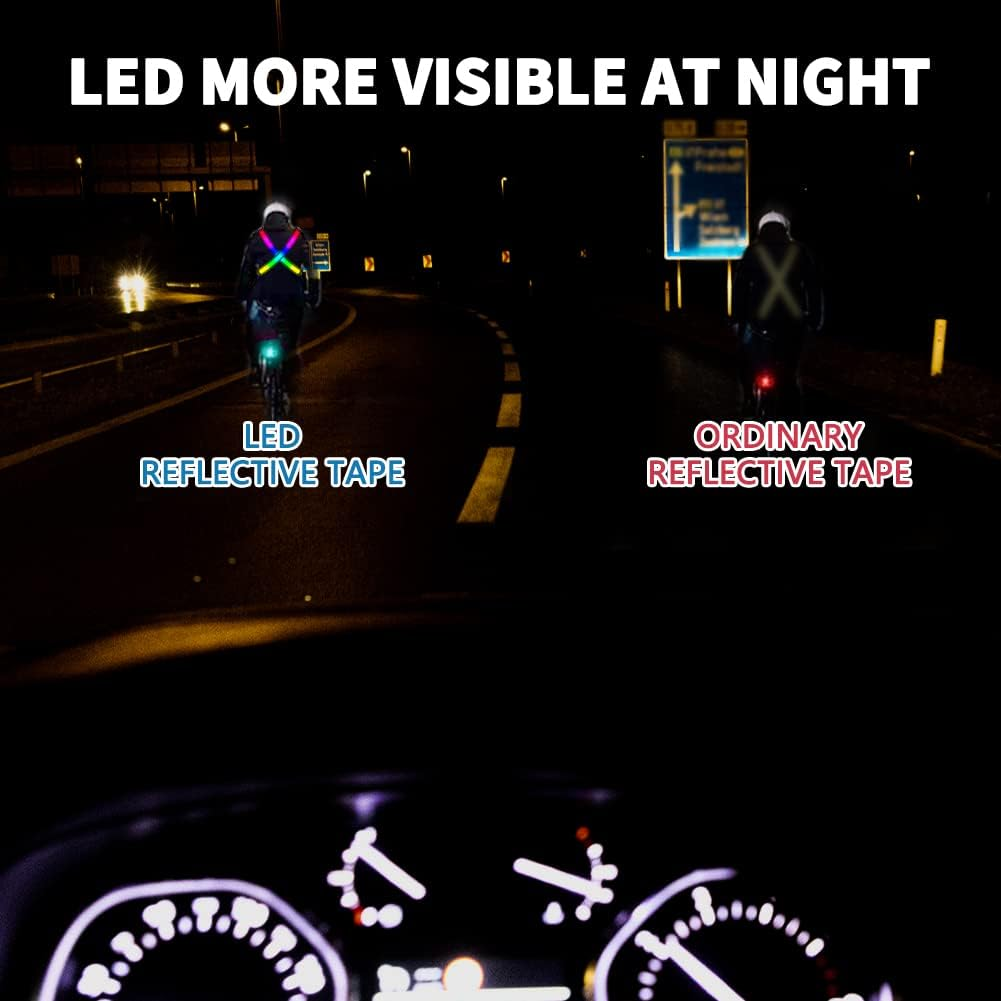 LED Reflective Running Gear,High Visibility Reflective Belt Sash with Safety Light,Usb Rechargeable Adjustable Size Night Reflective Accessories for Night Outdoor Running Walking