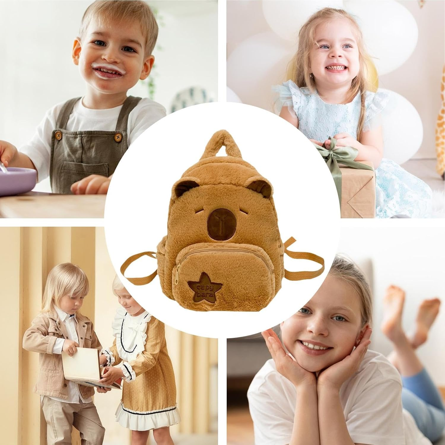 Capybara Backpack Bag | Capybara Plush Casual Bag Cute Animal Backpack | Soft School Bag with Keychain Shoulder Bag for Boys & Girls image number 2