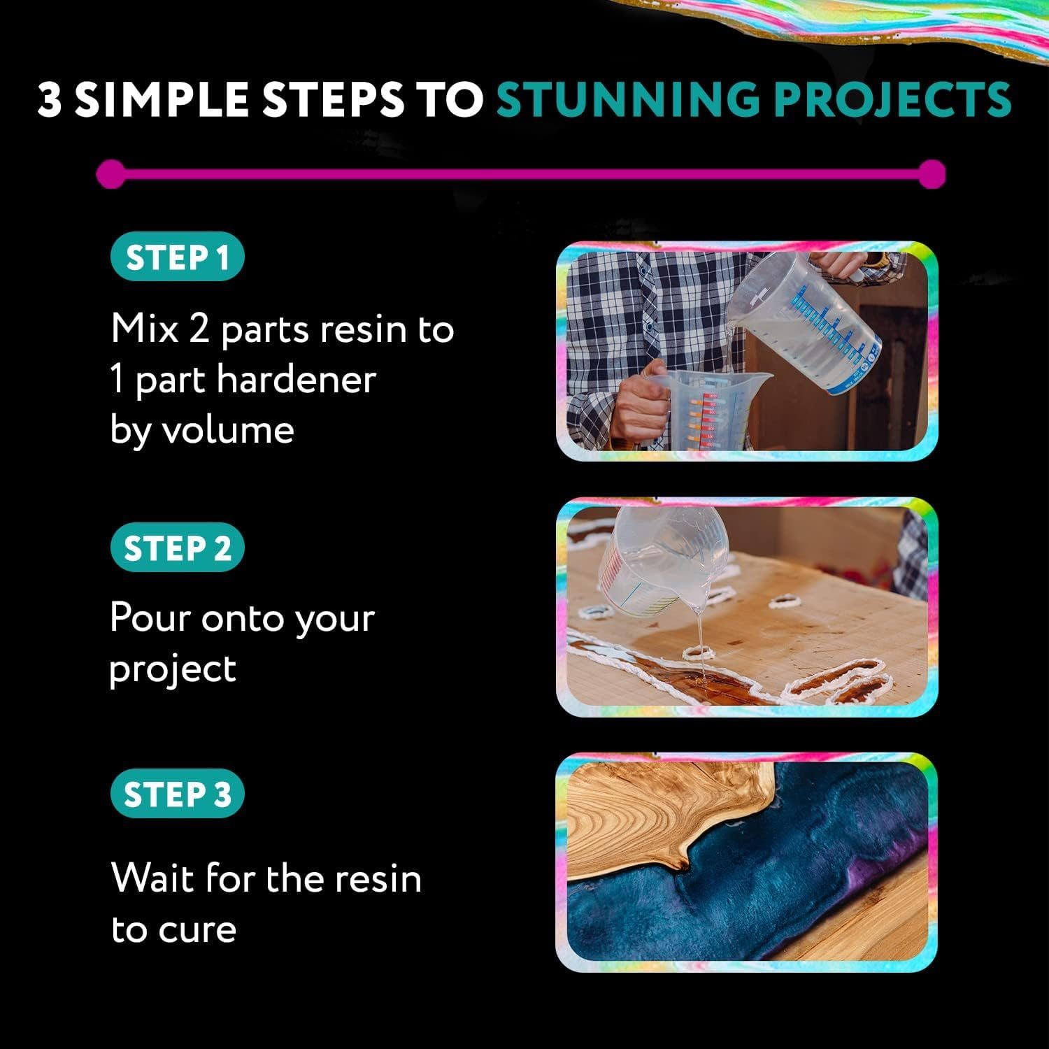 SANAAA 52OZ/1.5KG Deep Pour Epoxy Resin, 10CM Deep for River Table, Wood, 2:1 Ratio Crystal Clear, UV Resistant Art Casting image number 1