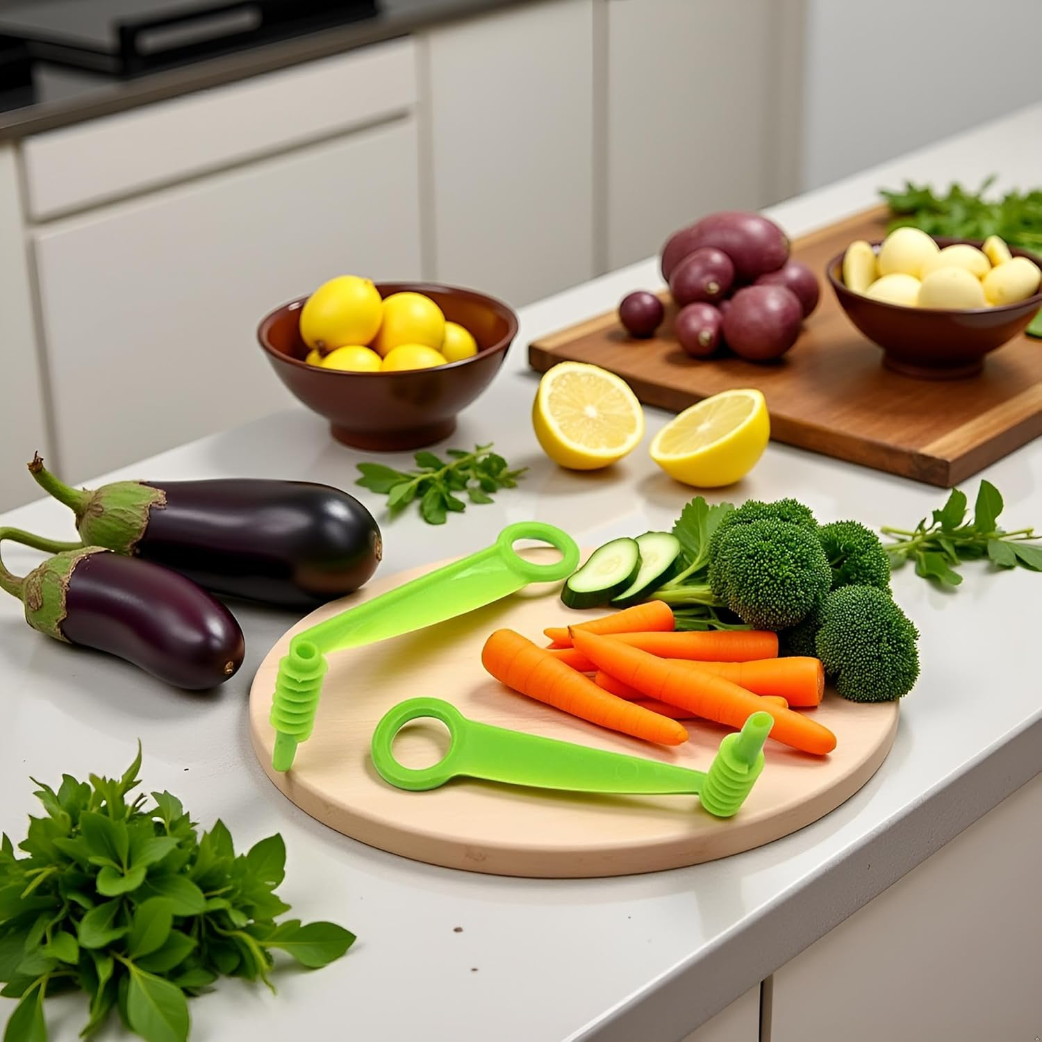 2Pcs Spiral Slicer Blade Hand Slicer Cutter Potato Cucumber Vegetables Spiral Knife Kitchen Accessories Tool,Manual Screw Peelers Kitchen and Dining Tools (Green) image number 2