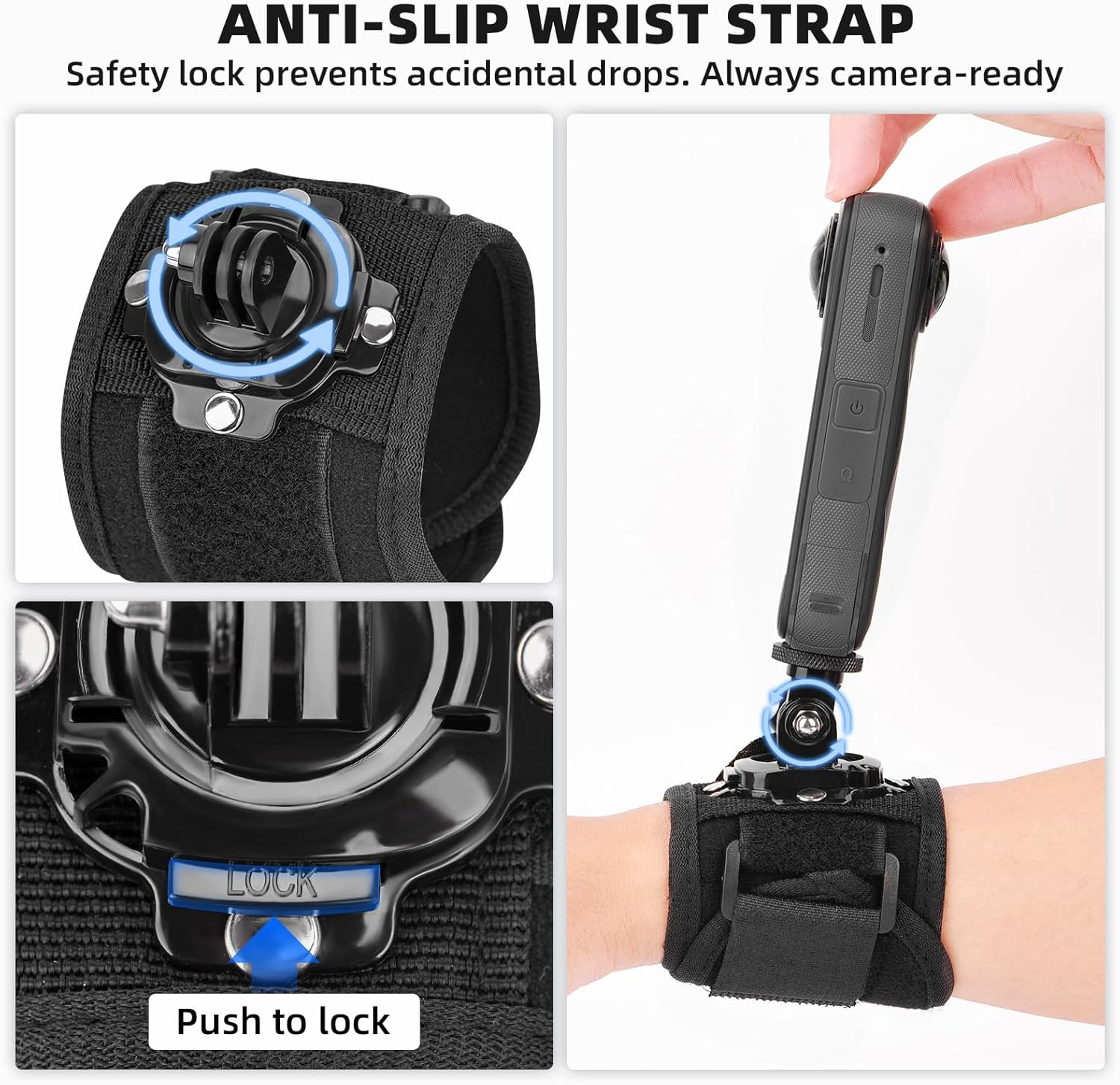 BRDRC Accessories Kit for Insta 360 X5 X4, Chest Mount Head Strap Harness Backpack Clip Holder Wrist Strap, 360&deg;Rotating Adapter + Quick Release for Insta360 One X5 X4 X3 X2 X Camera Accessory Bundle image number 5