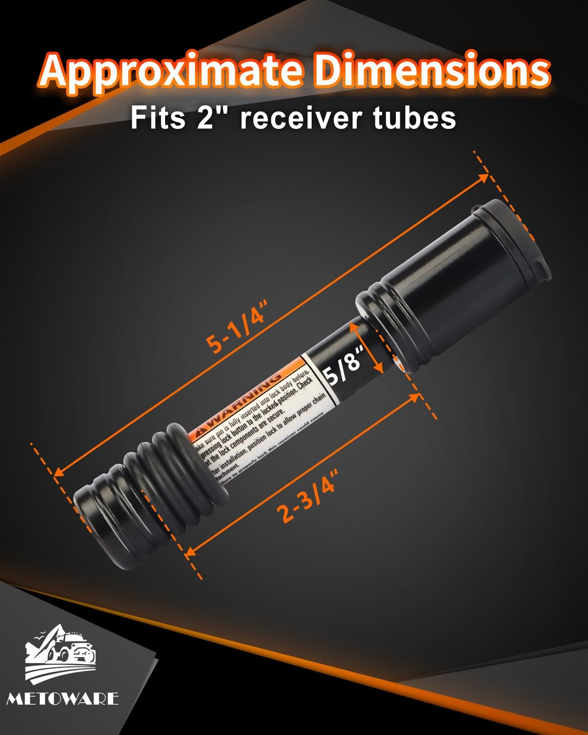 METOWARE Trailer Hitch Lock - 5/8" Dia Locking Receiver Pin, Fits 2" Receiver Tubes, Class III & IV Hitch Receivers, Anti-Theft Trailer Receiver Lock, Black (1 Pack) image number 4
