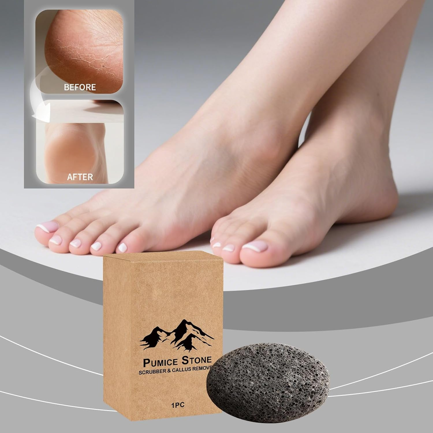 Zasdvn Pumice Stone for Feet,Double-Sided Portable Natural Stone - Foot Scrub Remover,For Shower Home Spa Travel Care Cleaning Washing Home Pedicure Tools image number 1