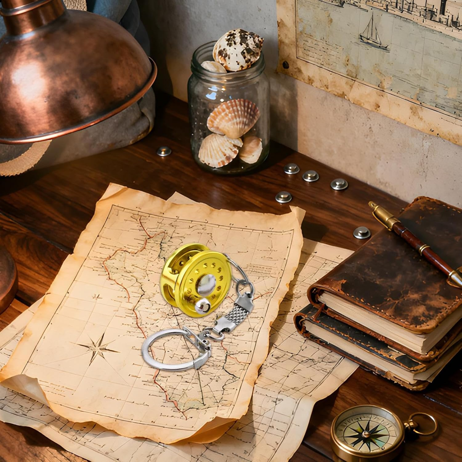 Bag Charm - Fishing Reel Metal Key Chain - Fishing Tackle Fidget Keychains - for Purse Handbag Wallet Phone Luggage Truck School Travel Party Office Home Angler Women Men - C image number 3