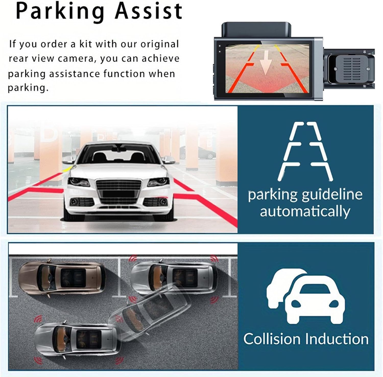 Dash Cam, 3 Channel Dash Cam, 3Inch 1080P HD Screen Night Vision Wide Angles Emergecy Lock Stop Triple Camera Driving Recorder image number 1