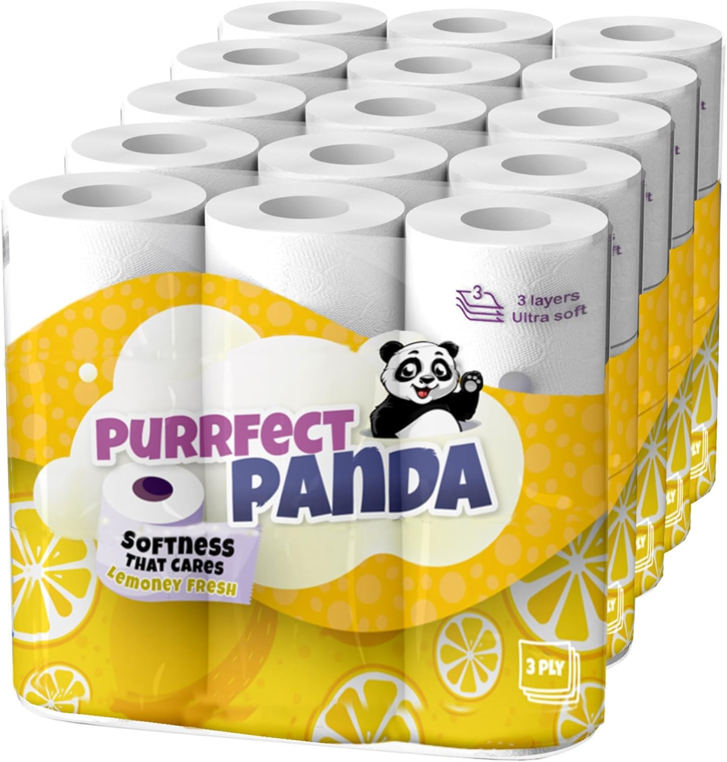 Toilet Paper 3-PLY (45 Rolls X 310 Sheets) Tissues Four Scents Lemon, Lavender, Aloe Vera & Unscented, Soft, Septic-Safe, 13,950 Sheets Ideal for Home, Office & Hotel (Lemon Scent) image number 2