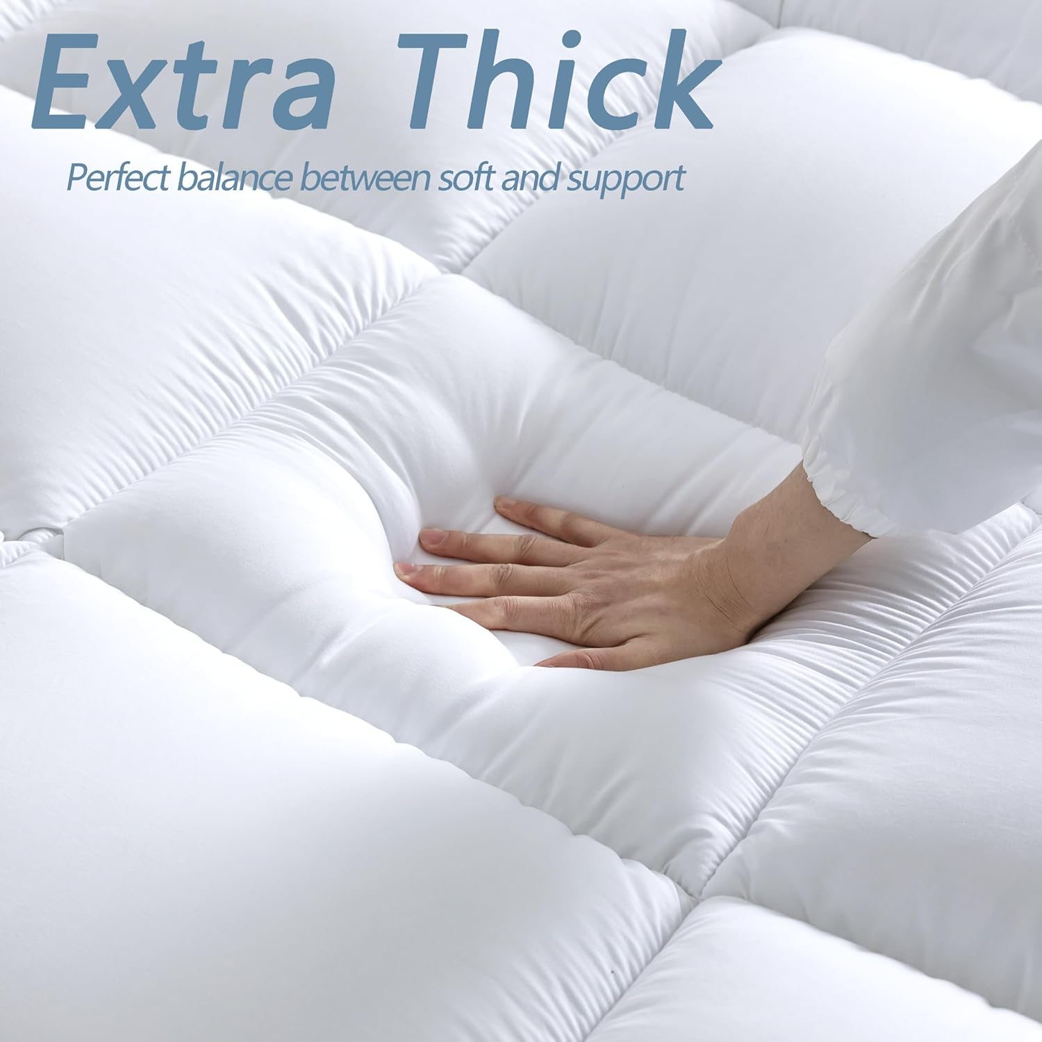 Gioia Casa Luxury Extra Thick 1000GSM Mattress Topper - Plush, Breathable & Moisture-Wicking with Secure Fit (King Single)