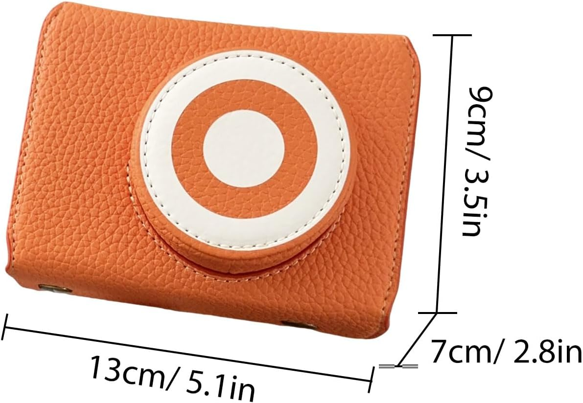 Jectse Camera Case Fit for FUJIFILM XE5, PU Leather Crossbody Camera Bag, Including Half Case Flip Cover and Adjustable Shoulder Strap (Orange) - Black image number 3