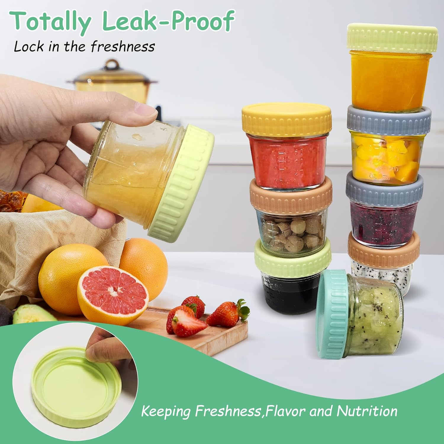 20 Pack Glass Baby Food Storage Containers，Labels，4 Oz Safe Baby Food Storage Jars with Lidsfor Jams,Fruits Salad,Jellies,Spices,Nuts,Handmade Dessertsmicrowave & Dishwasher Safe, BPA Free Reusable