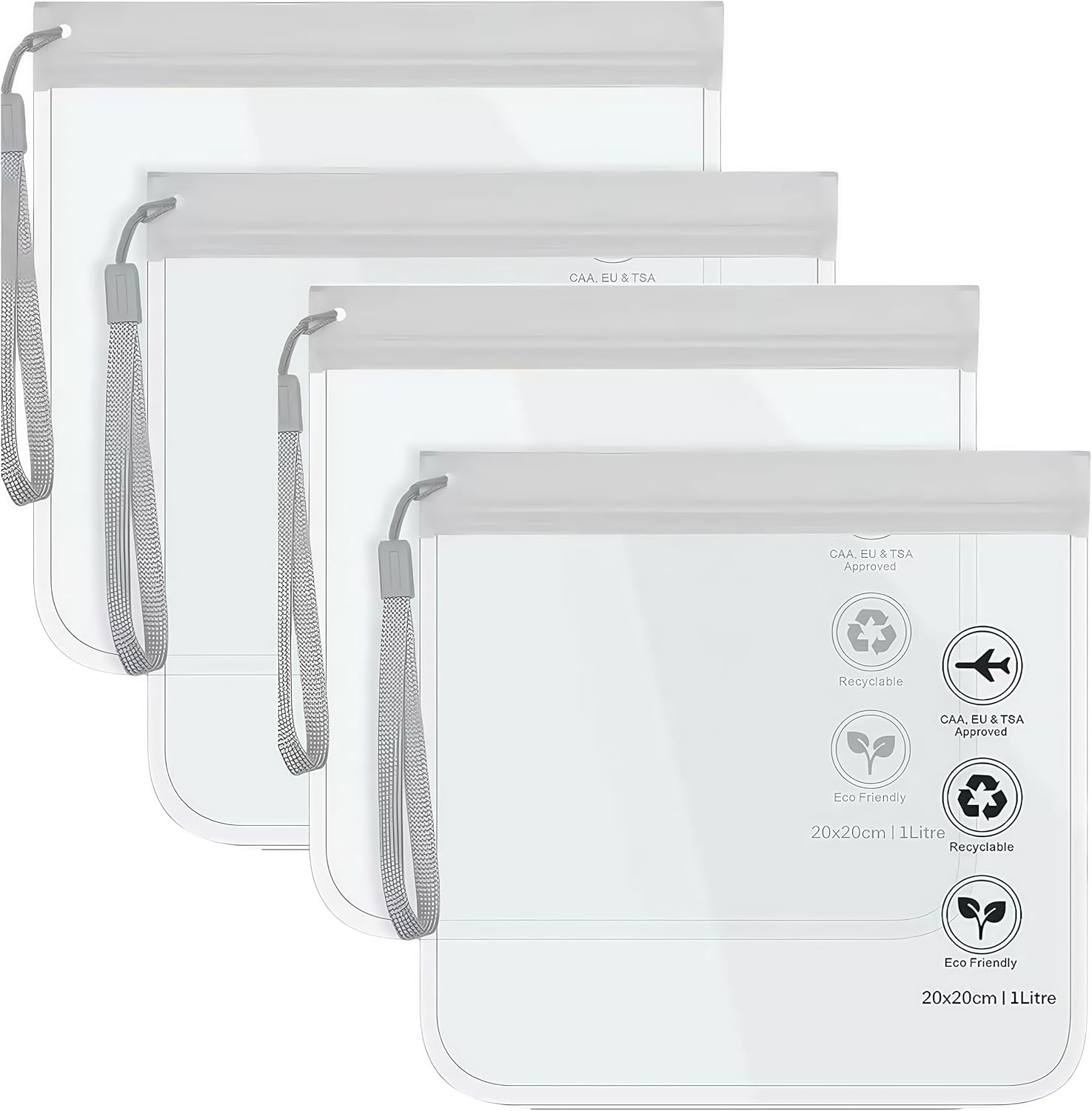 4Pcs Transparent Safety Wash Bag, Waterproof and Leak-Proof Travel Liquid Bag, EVA Waterproof Cosmetic Bag, Portable Travel Wash Bag,Black