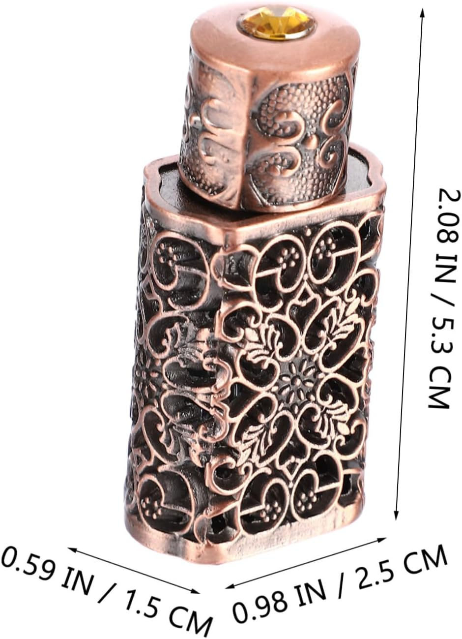 GARVALON Essential Oil Dispenser Hollow Engraved Metal Glass Travel Bottle for Perfume and Cosmetic Use