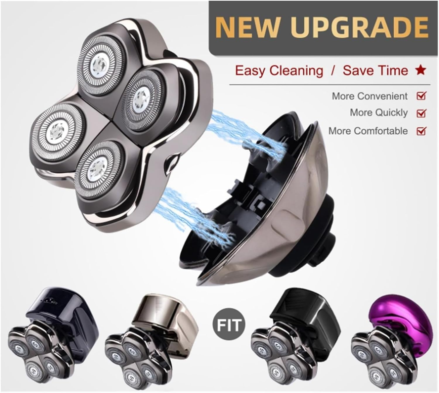 Shaver Replacement Heads &ndash; Universal Compatible Rotary Blade for Bald Head Shaver, Smooth Skin-Friendly Design, Wet & Dry Use, Easy to Install(Silver-1) - Silver-3 image number 2