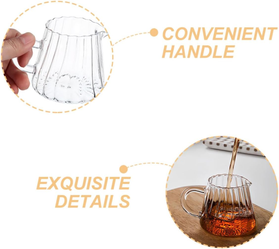 SECFOU Small Glass Pitcher 350Ml Milk Frothing Cup Beverage Pouring Pitcher with Handle for Coffee Espresso Use image number 3