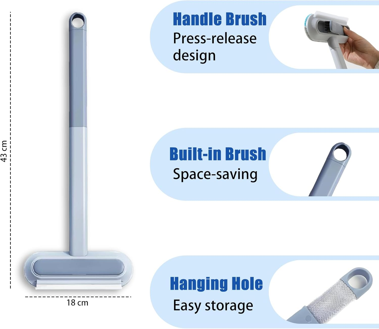 Ouqiesli 3 in 1 Pet Hair Remover Reusable Brush Dog Cat 17-Inch-Long Handle for Carpet Couch Clothes Blanket