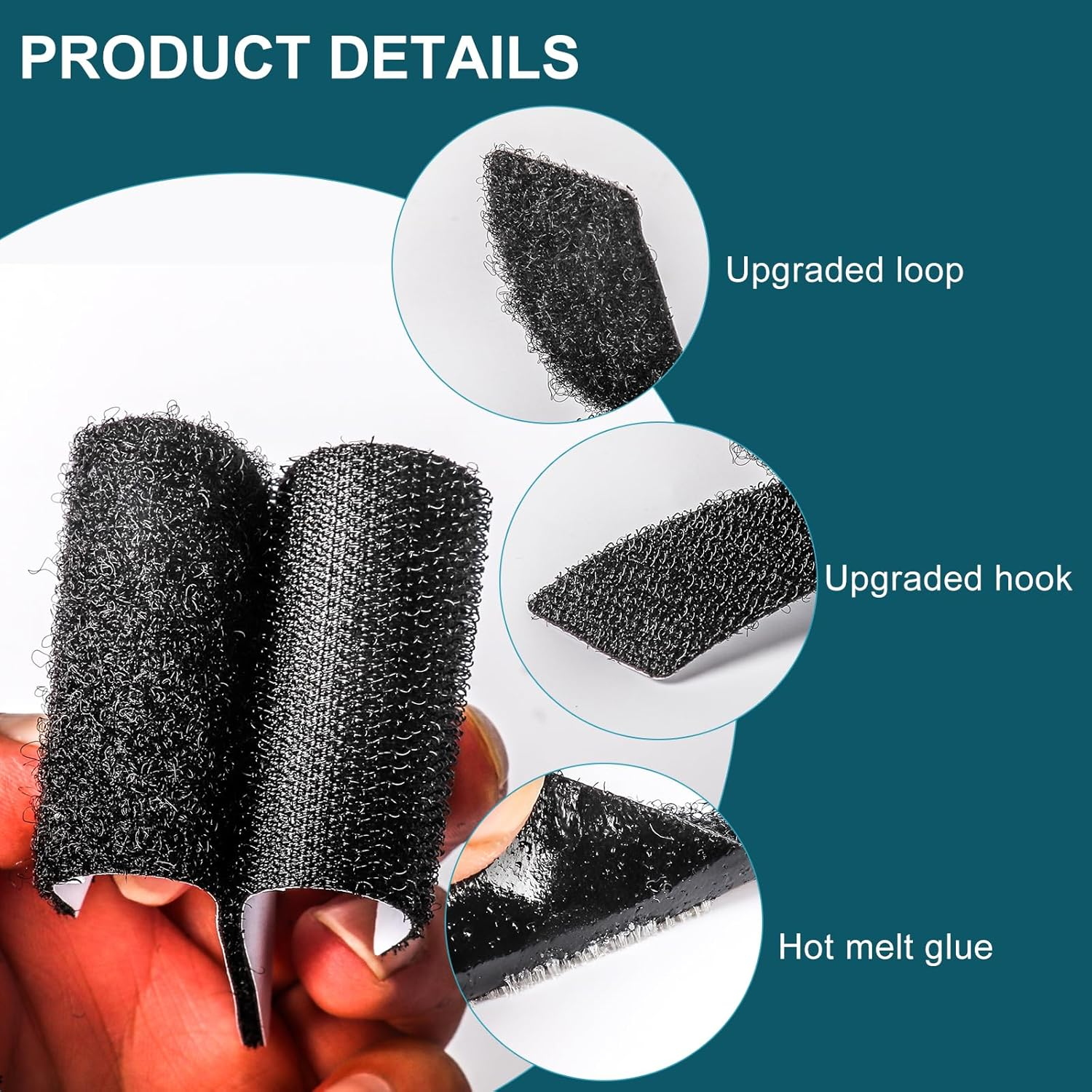 20Pcs 40Mmx60Mm Double Sided Sticky Pads, Extra Sticky Hook and Loop Tapes, Strong Heavy Duty Adhesive Sticky Back Pads for Mounting or Organizing Car Floor, Mats, Carpet Mirror (Black) image number 2