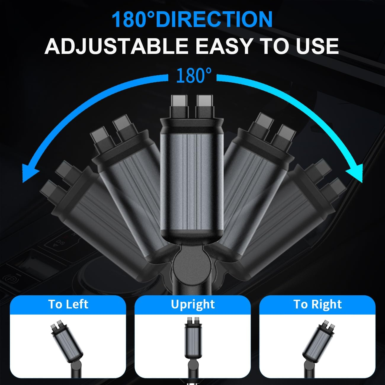 Retractable Car Charger with Star Lights, YACAISI 4 in 1 Fast Car Phone Charger Adapter, Star Lights Retractable Cables and USB C Car Charger Adapter for Iphone 16 15 14 13 12,Galaxy, Pixel image number 3