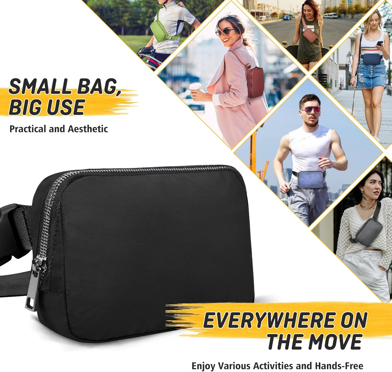 ZOMAKE Fanny Pack for Men and Women, Slim Belt Bag Water Resistant Waist Bag Pack for Travel Hiking Running Cycling Outdoor Sports image number 6