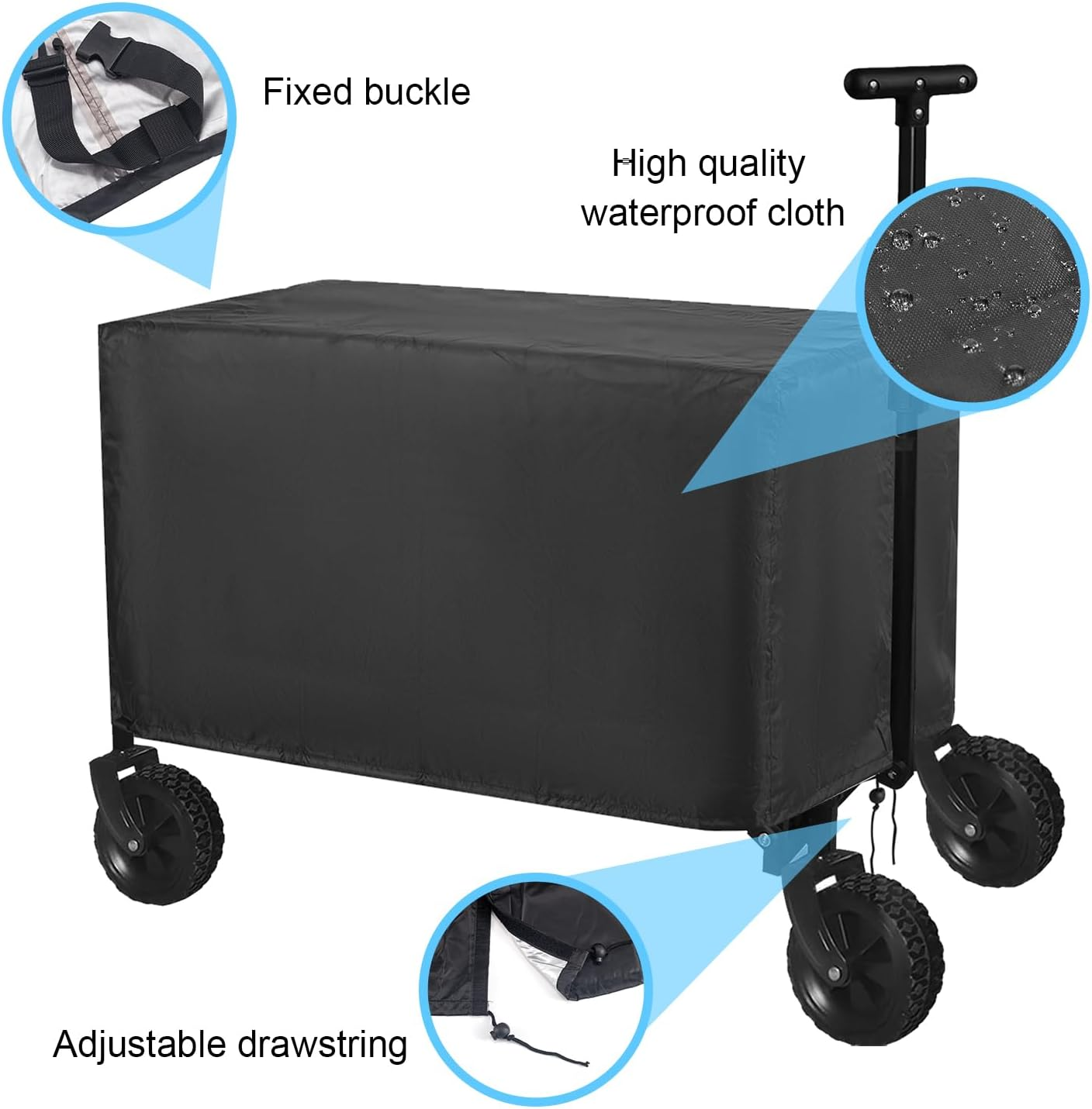 Collapsible Wagon Cover, Outdoor Folding Garden Wagon Cart Cover Heavy Duty, Waterproof Dustproof UV Resistant, Fits Collapsible Utility Wagon, 38" L X 22" W X 20" H image number 1