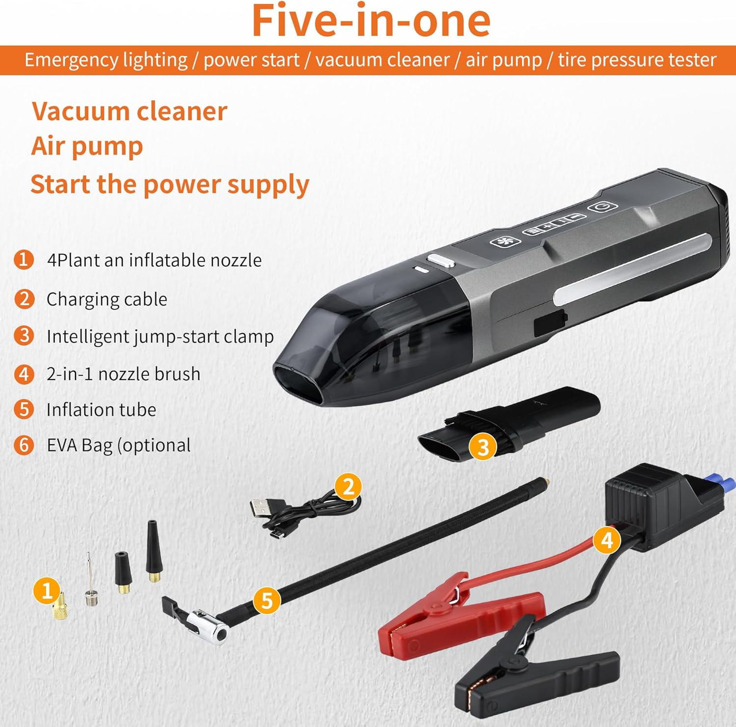 Mini Vacuum Cleaner High Power Car Vacuum Cleaner Rechargeable Handheld Electric Air Duste Vacuum Cleaner, Air Pump, Tire Pressure Gauge, and Flashlight All in One