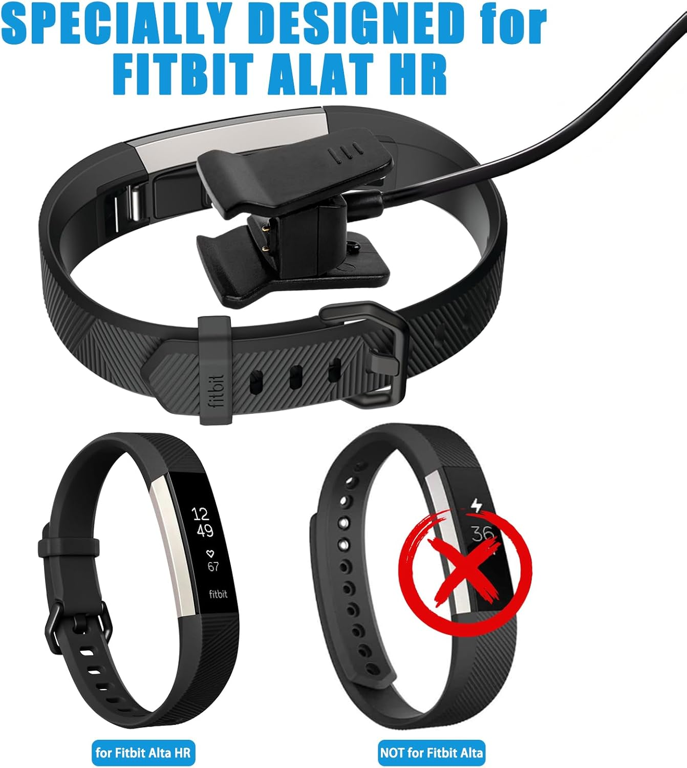 55CM Long Charger for Fitbit Alta HR Charger, Cord USB Charging Cable Dock for Fitbit Fitbit Alta HR Smart Fitness Watch