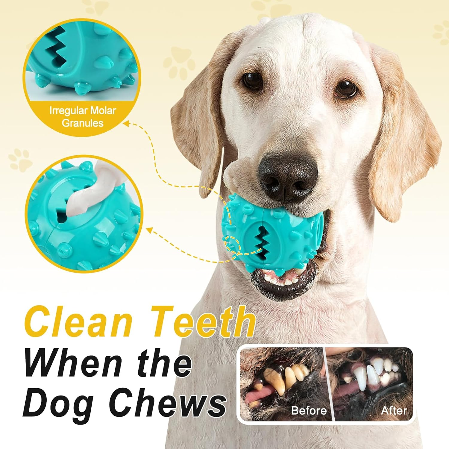 Dog Chew Toys, Fun to Chew, Chase and Fetch, Interactive Treat Dispenser, Dental Cleaning Dog Toy, Puppy Training, IQ Mental Stimulation, Boredom Buster for Small, Medium Breeds