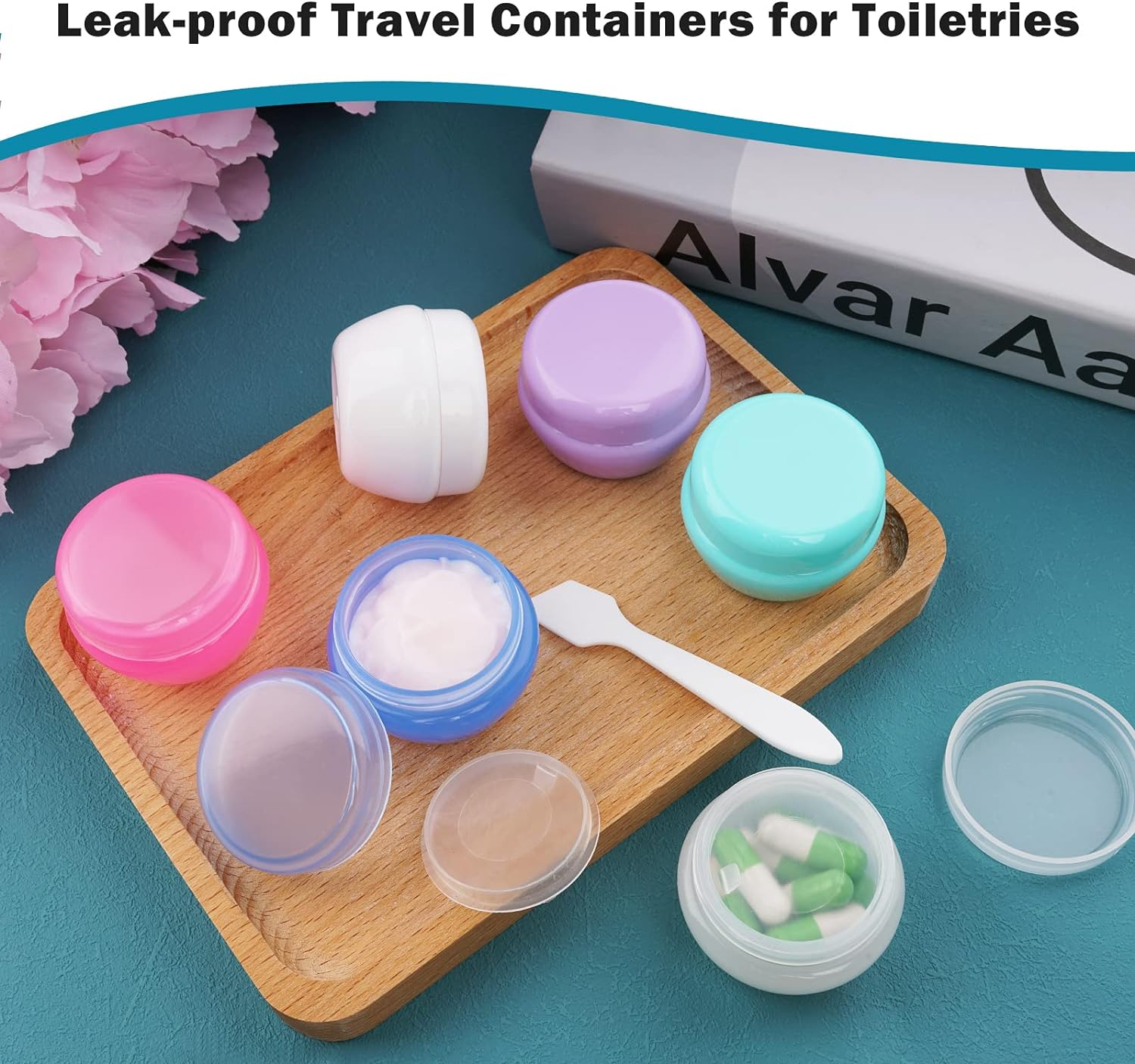 6Pcs Plastic Small Travel Containers for Toiletries, Leakproof Refillable Cosmetics Makeup Jars with Lids for Cream Gel Paste image number 3