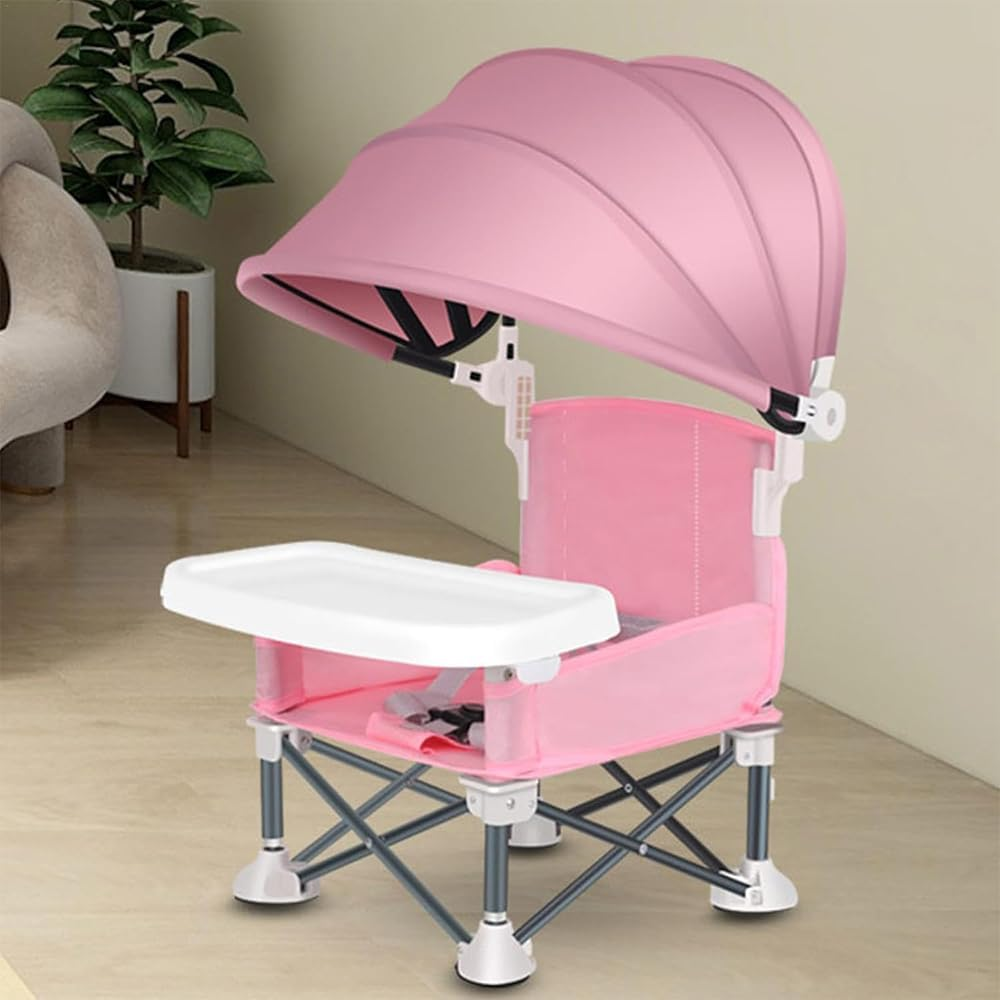 Camping High Chair,Folding Seat,Booster Seat with Dining Table,Portable High Chair,Detachable Dinner Plate, Chair with Travel Bag,For Indoor, Outdoor Dining, Camping, Park, Beach image number 3