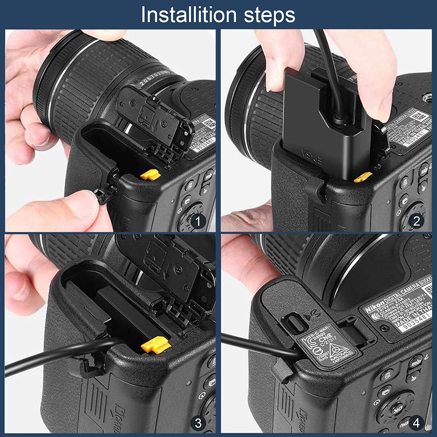 F1TP EH-5 EP-5A AC Power Supply Connector (Replace Nikon En-El14/En-El14A Dummy Battery for Nikon D3100 D3200 D3300 D3400 D3500 D5100 D5200 D5300 D5500 D5600 Df P7000 P7100 P7700 D7800 Cameras. image number 5