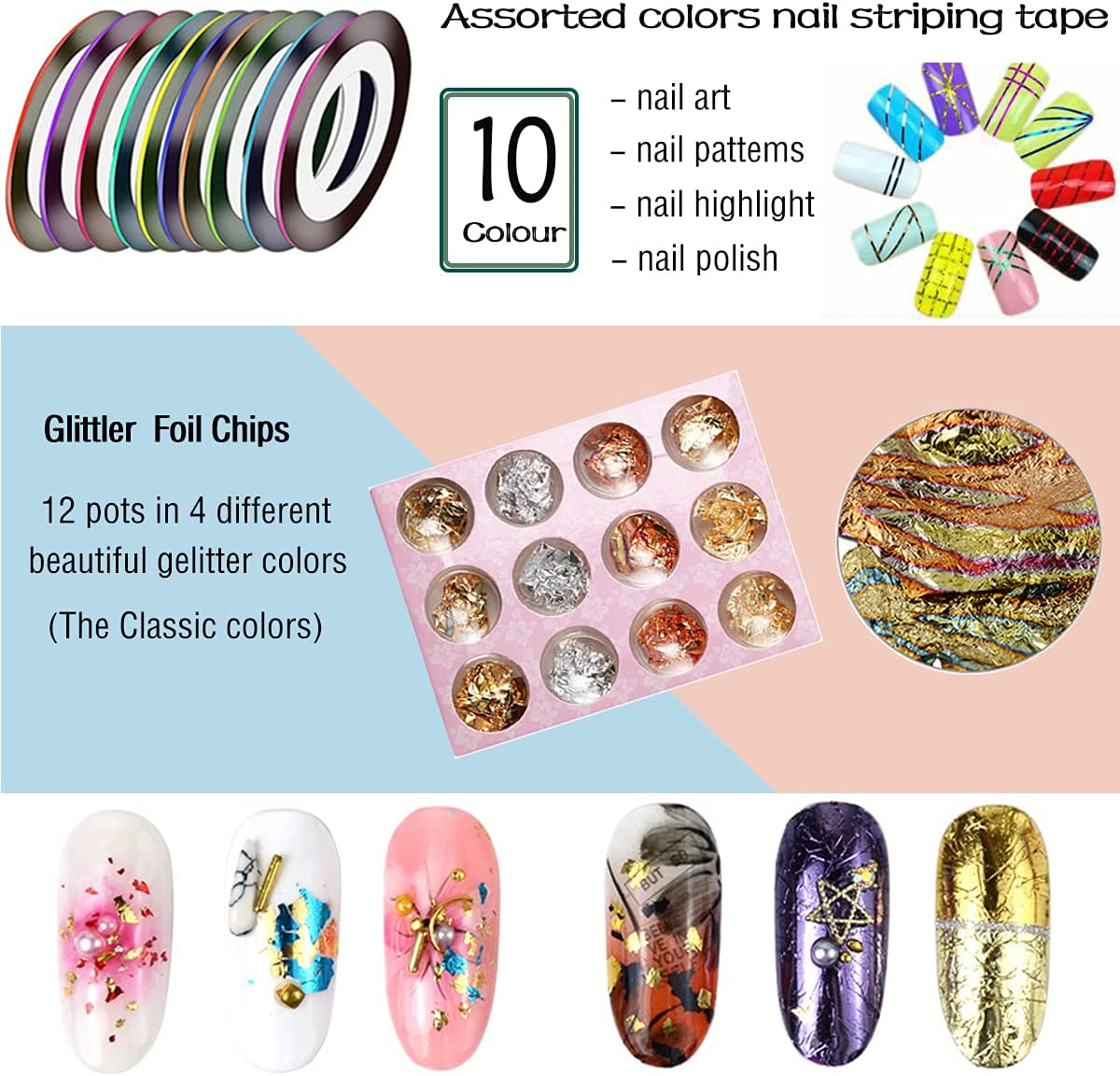 MAGIC ARMOR Acrylic Nail Kit Gel Nail Polish with 3 Colors Acrylic Powder with Fake Nails and Nail Glue Nail Art Brushes Manicure Tools Nail Rhinestones, for Salon and Beginner Nail Art Extension image number 5