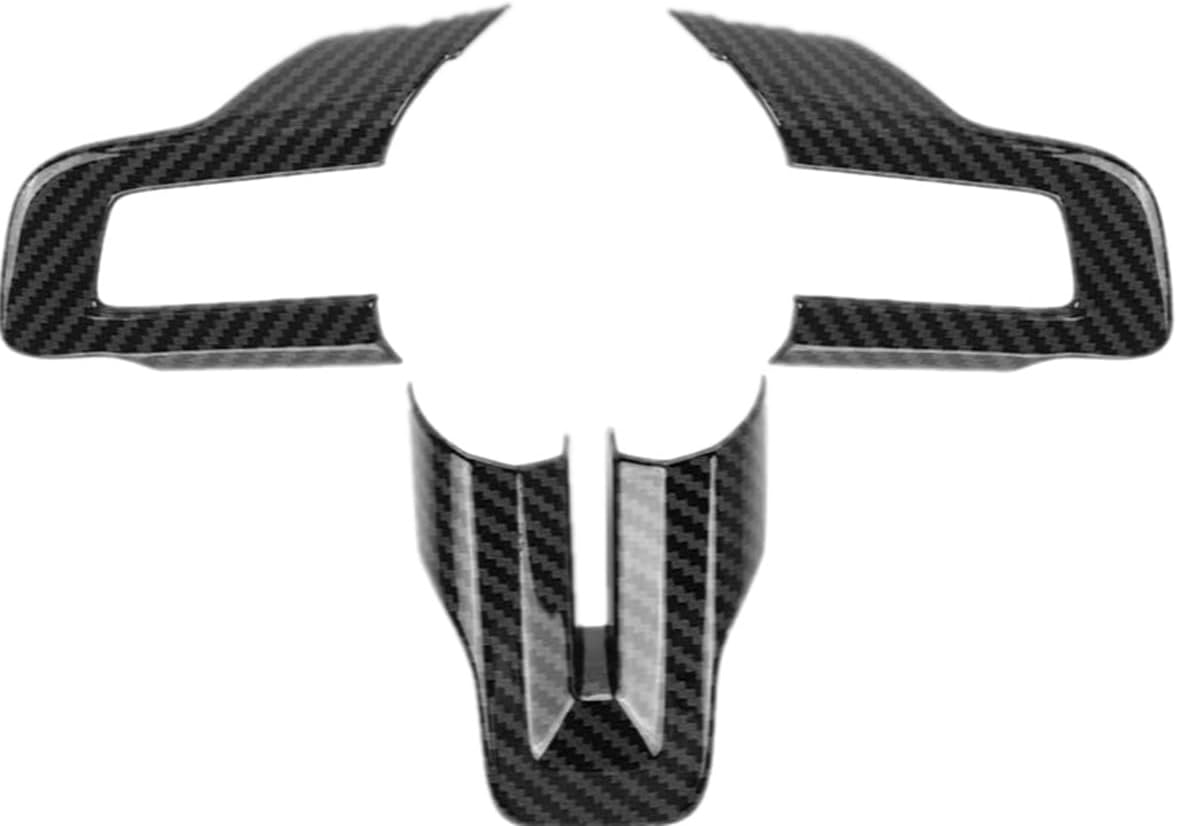 KDFUHRUI Steering Wheel Cover Trim for Ford Mustang Accessories 2015 2016 2017 2018 2019 2020 2021， Car Interior Accessories，Carbon Fiber (Black Carbon Fiber)