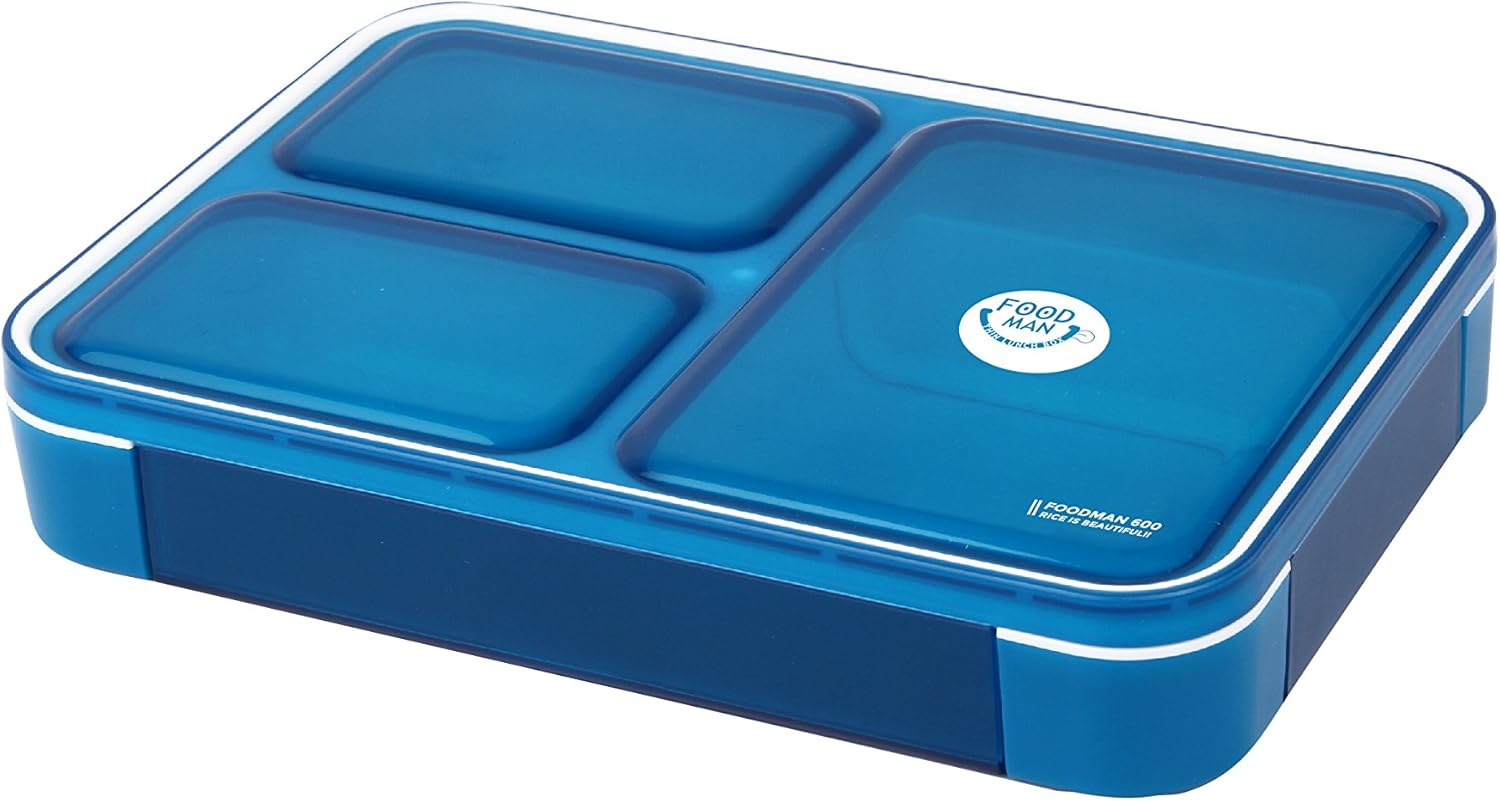 CB Japan Foodman Bento Box, Standing and Transporting, Thin Bento Box, 20.3 Fl Oz (600 Ml), Gray, Juice Leak Resistant, W Sealing, 4-Point Lock for Secure DSK