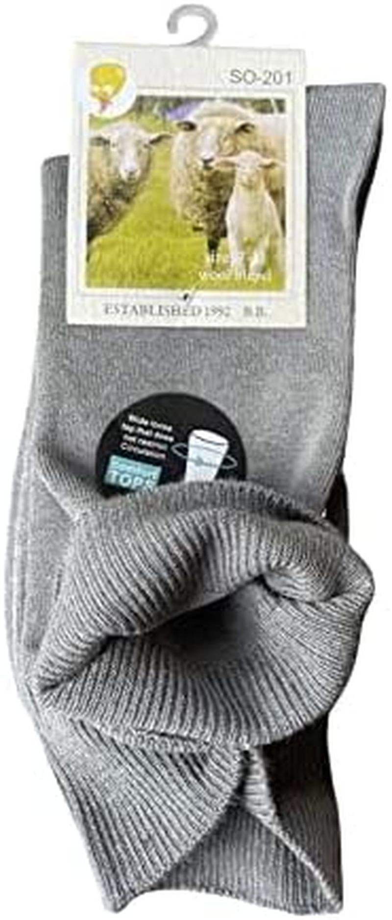 6 Pairs Loose Top Diabetic Socks Wool Blend Wide Top Mens Womens Sock Black Navy Grey