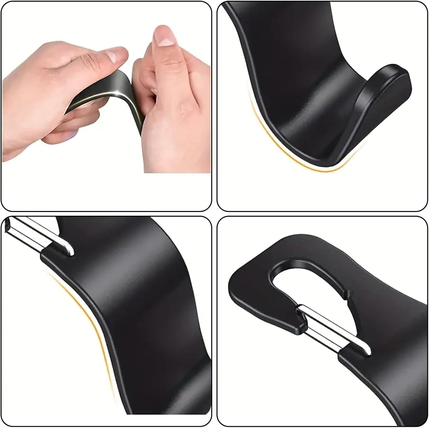 4-Pack Car Back Seat Headrest Hooks, Stylish Back Seat Hanger for Car Handbag Clothes Coats Grocery Bags, Car Interior Accessories image number 4