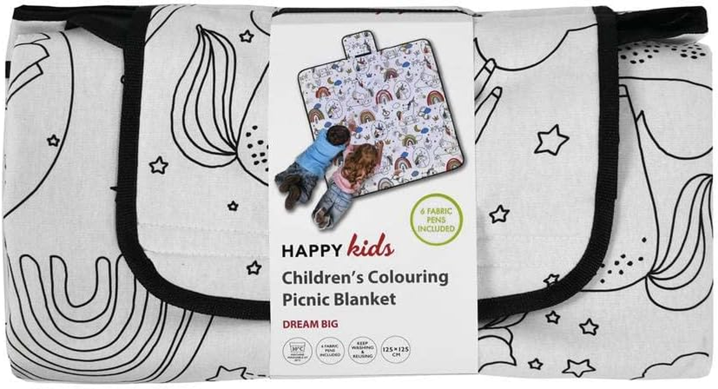 Happy Kids Dream Big Colour Me in Picnic Blanket
