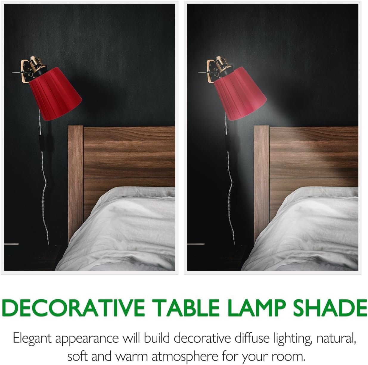 Toddmomy Fabric Lampshade Clip Lamp Cover Living Room Textile Light Protection Red Wine Red Robust for Table Lamp Bedroom image number 1