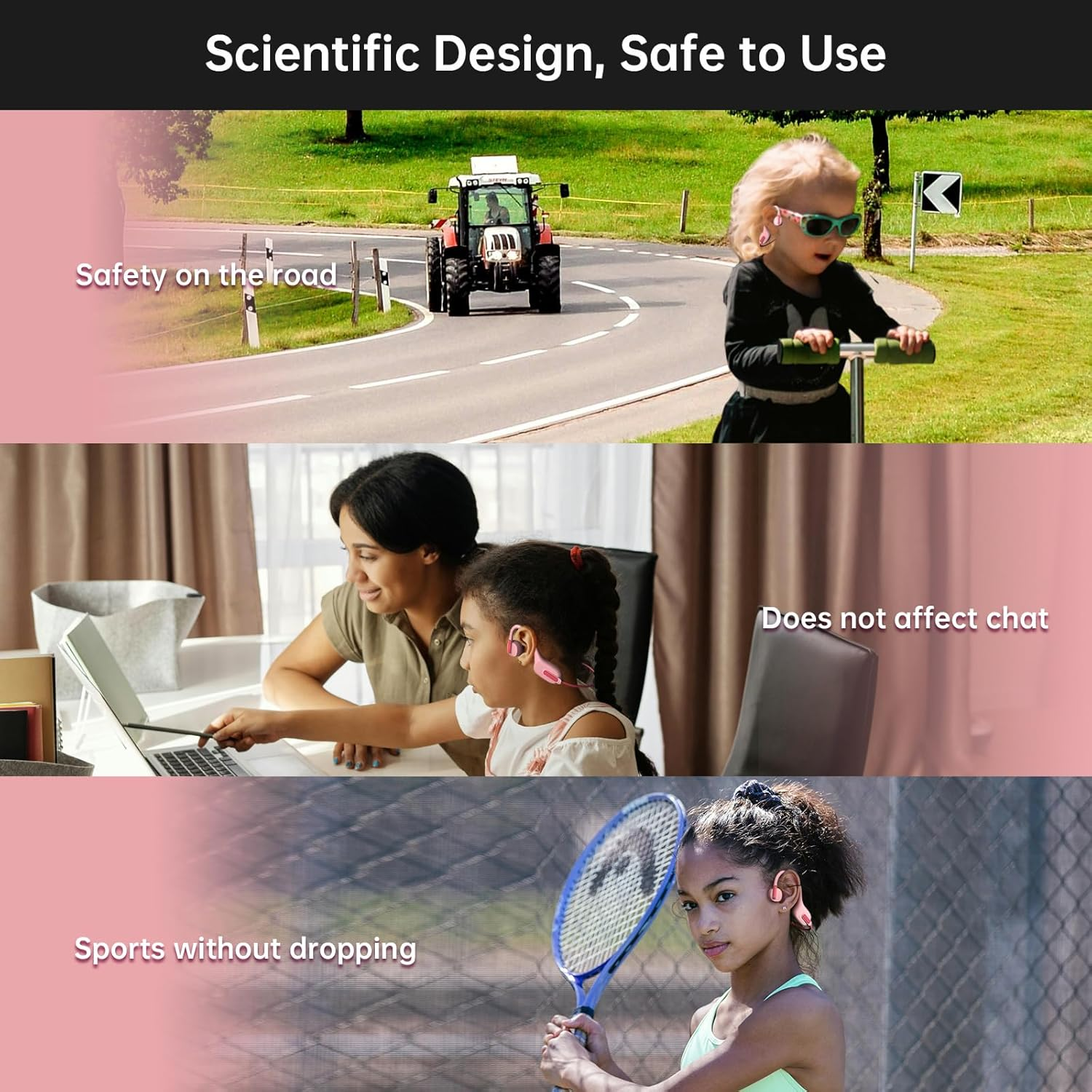 LOBKIN Kids Headphones Open Ear,Bluetooth 5.3 Air Conduction Wireless Lightweight Toddler Earbuds IPX5 Waterproof with Microphone for School,Home and Outdoor Activities Gifts for Boys Girls image number 5